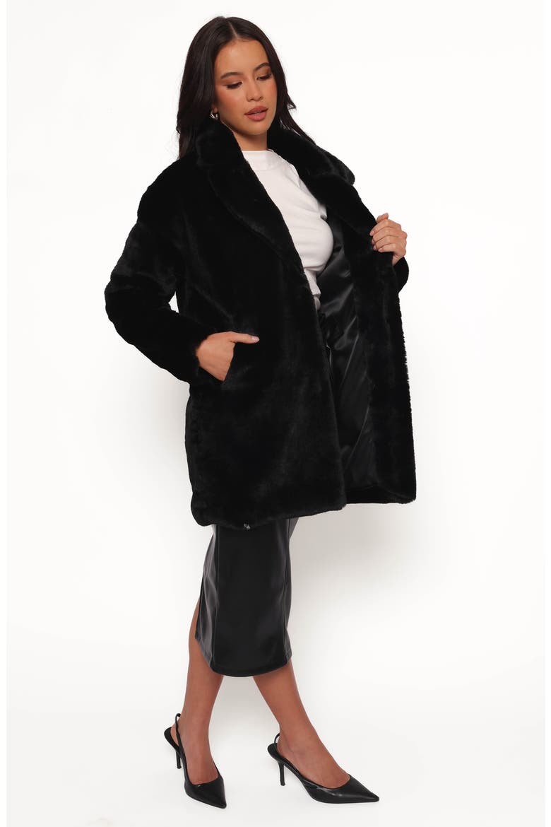 Meeka Faux Fur Jacket, Alternate, color, BLACK