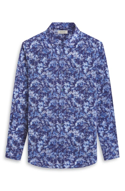 Bugatchi Julian Shaped Fit Stretch Cotton Button-up Shirt In Indigo