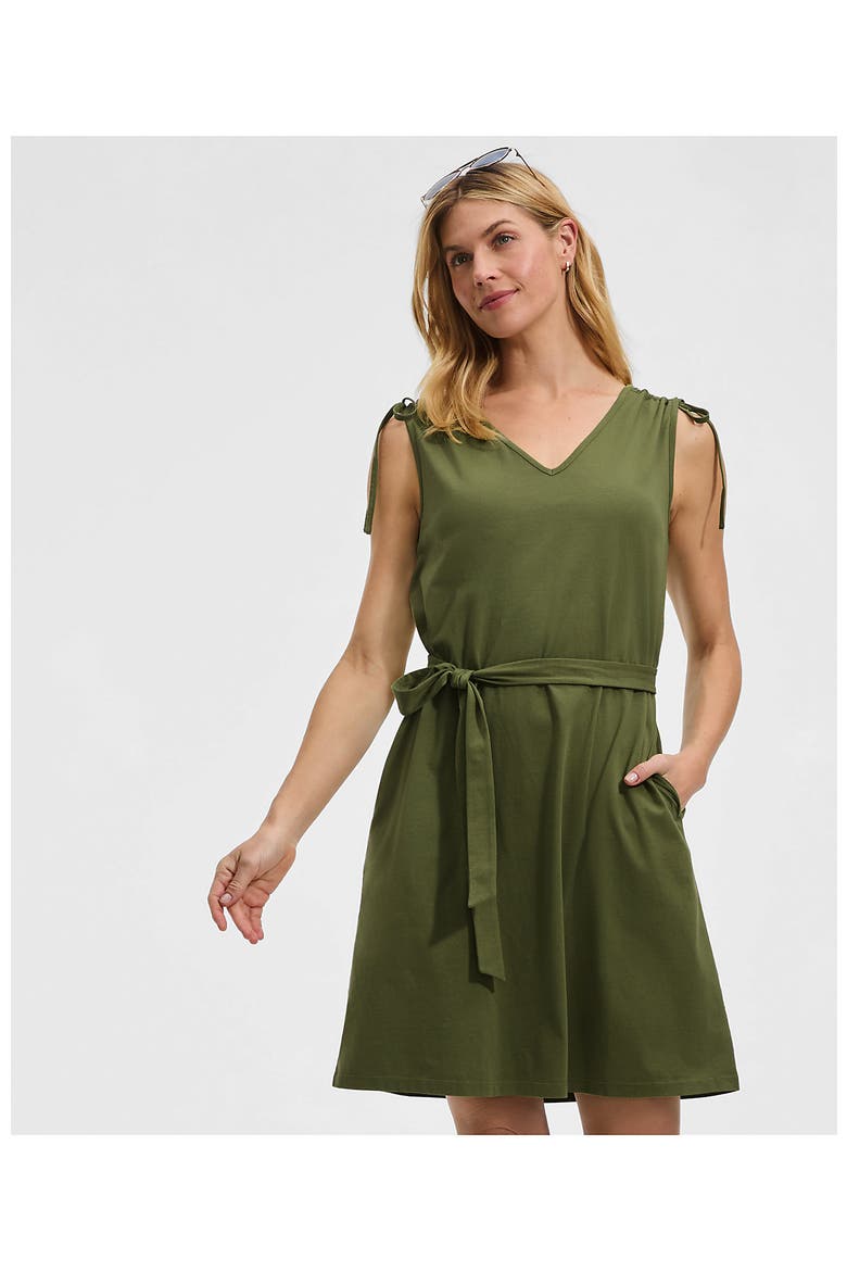 Cotton Jersey Shoulder Tie Belted Mini Dress, Alternate, color, Artichoke