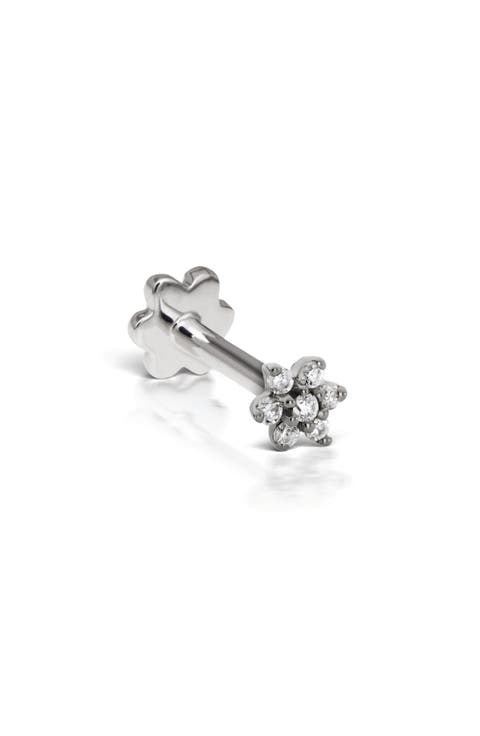Single Diamond Flower Stud Earring
