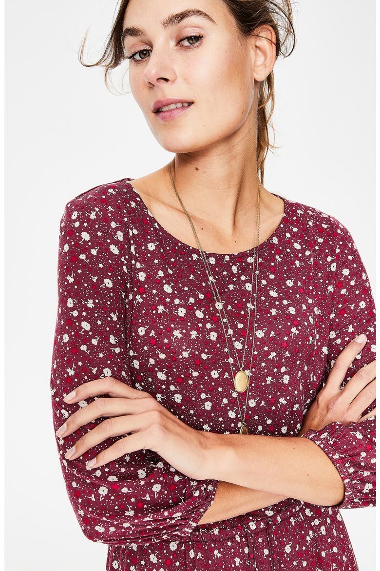 Talia Jersey Dress, Alternate, color, MAROON FLORAL SKY