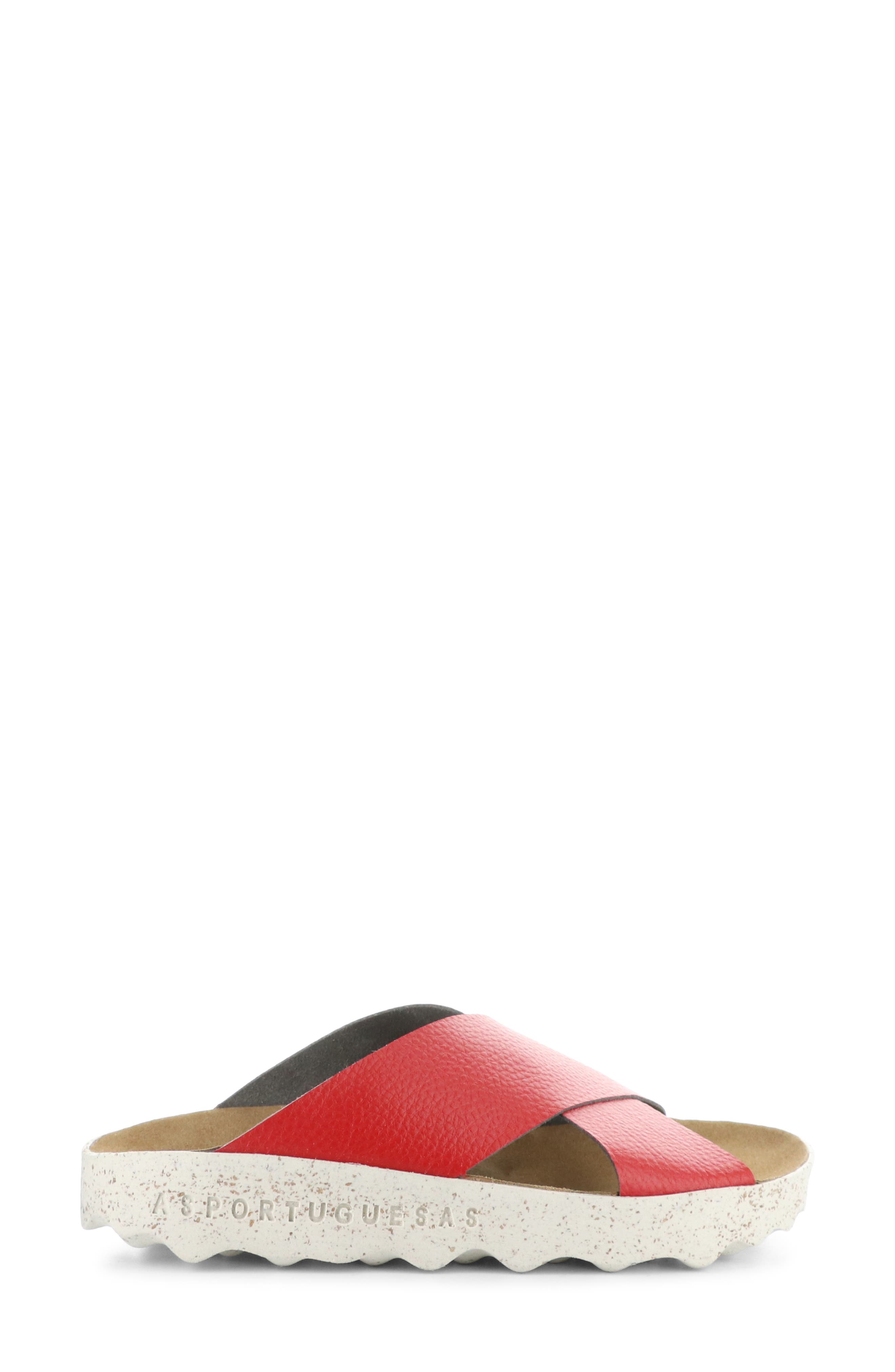 Cross Slide Sandal, Alternate, color, BURNT RED