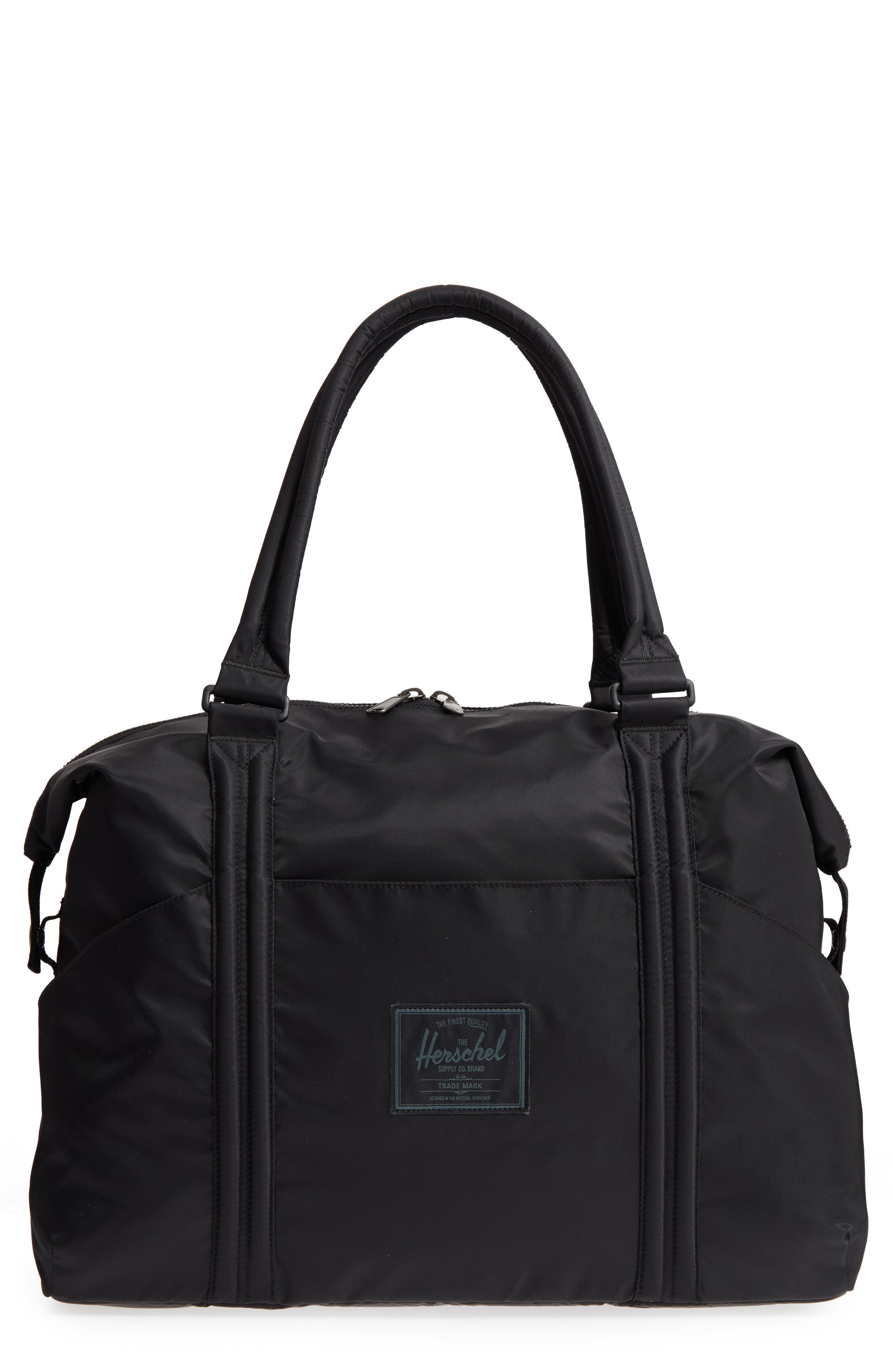 Strand Flight Satin Duffel Bag, Main, color, BLACK