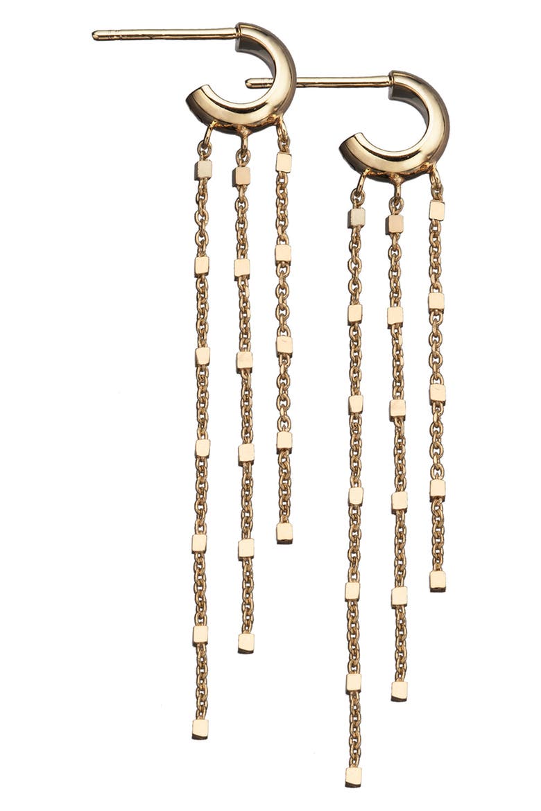 Chain Drop Hoop Earrings, Main, color, 14K YELLOW GOLD PLATED SILVER