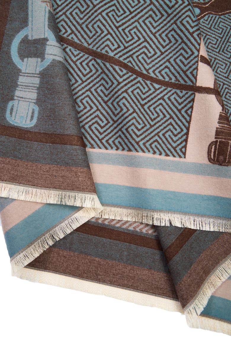 SAACHI Horse Lover Reversible Print Scarf, Alternate, color, Light Blue