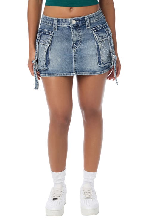 Big T Flap Cargo Denim Miniskirt