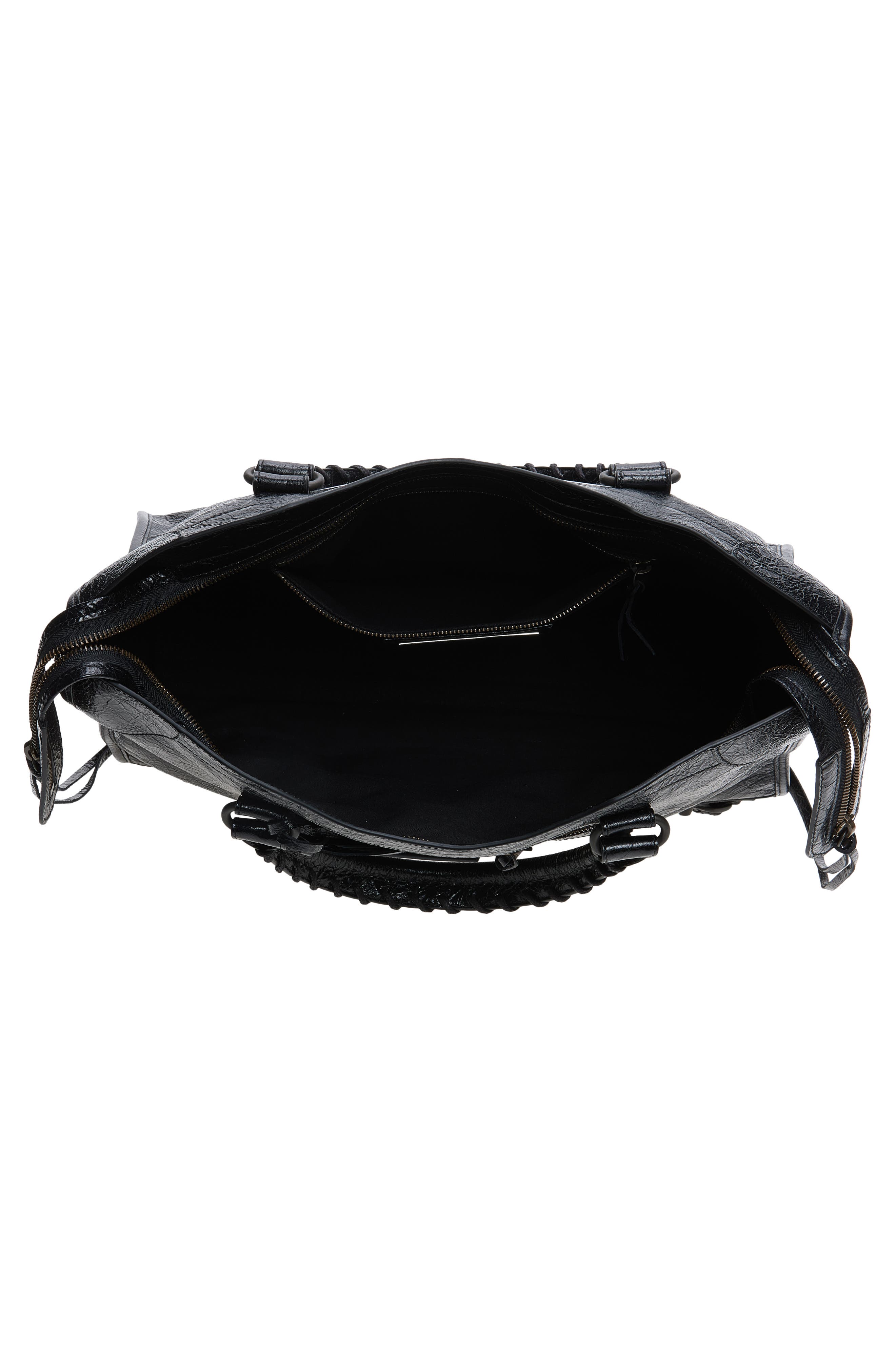 Balenciaga Medium Le City Leather Satchel, Alternate, color, 1000 Black