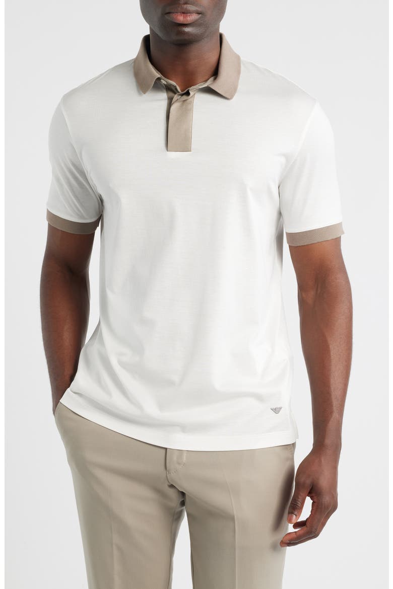 Contrast Collar Polo, Main, color, WHITE MULTI