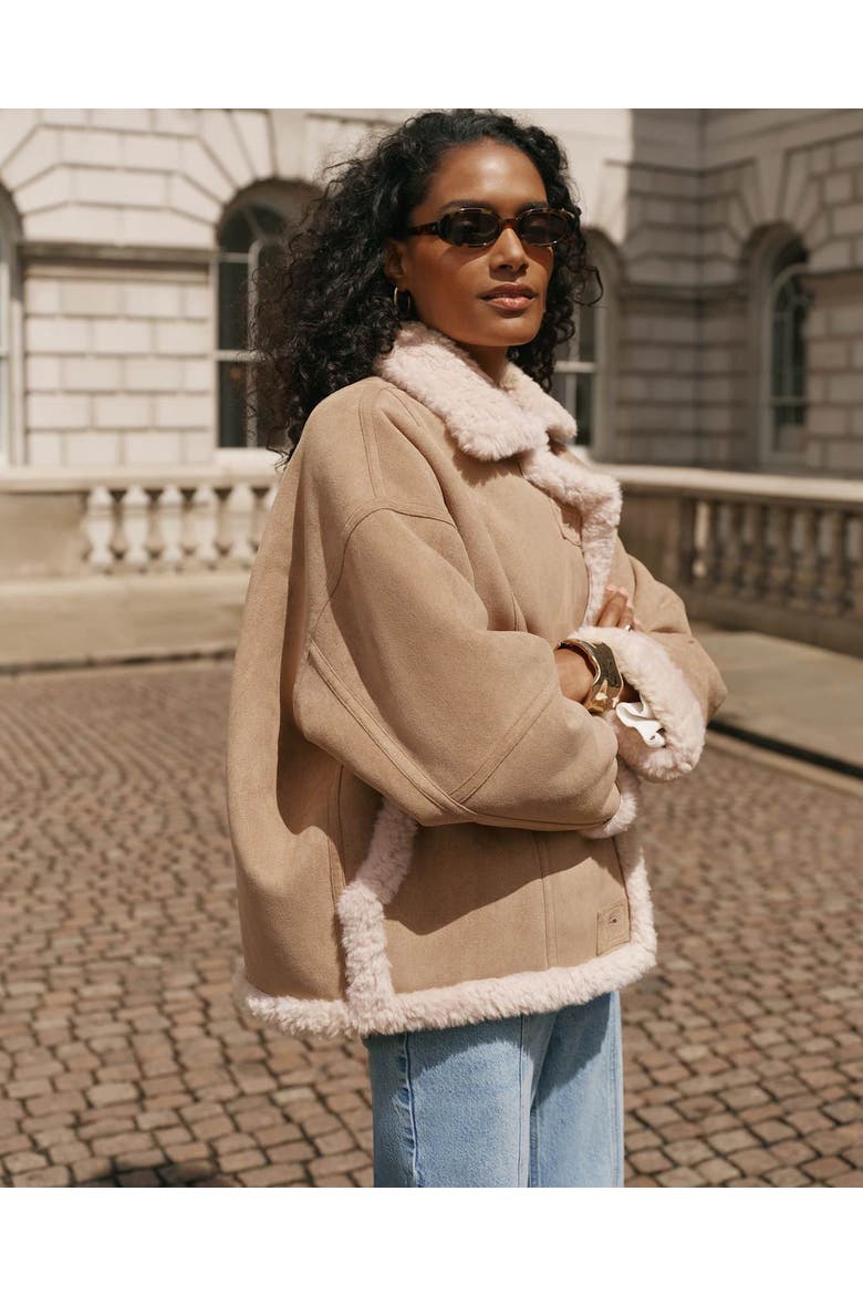 Faux Fur Lined Reversible Jacket, Alternate, color, Camel