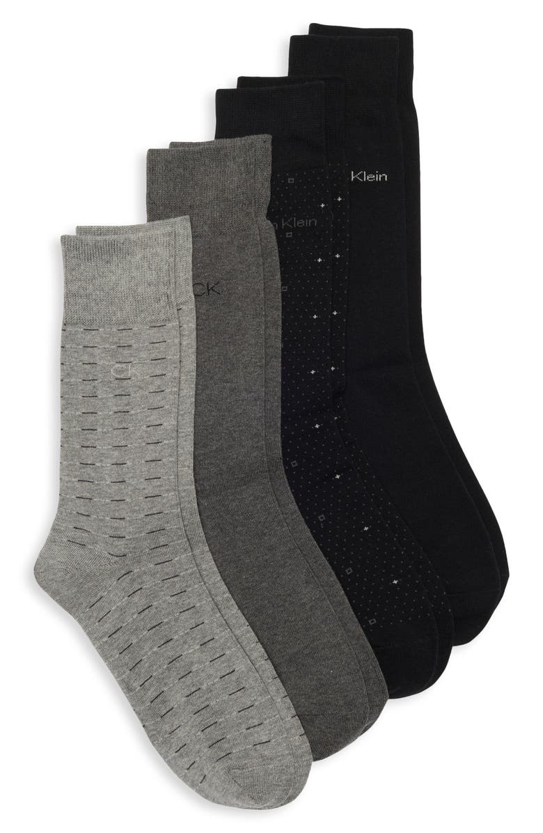 Calvin Klein 4-Pack Combed Cotton Blend Dress Socks, Main, color, Heather Grey Assorted