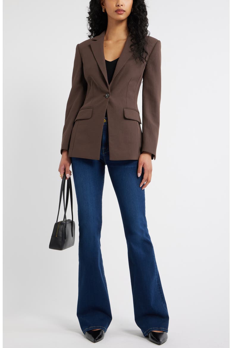 Curator Crepe Fitted Blazer, Alternate, color, BROWN SEAL