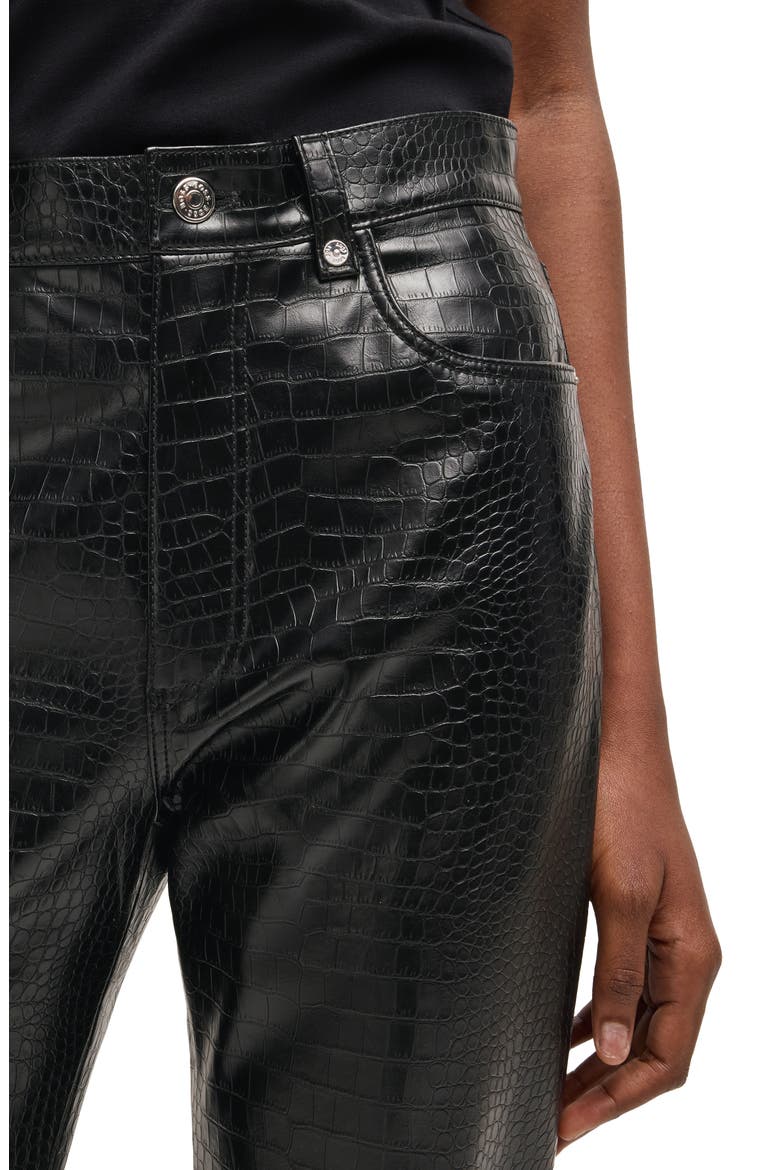 Troco Croc Embossed Faux Leather Pants, Alternate, color, BLK