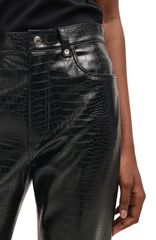 Hugo Boss Boss Orange Troco Croc Embossed Faux Leather Pants In Black