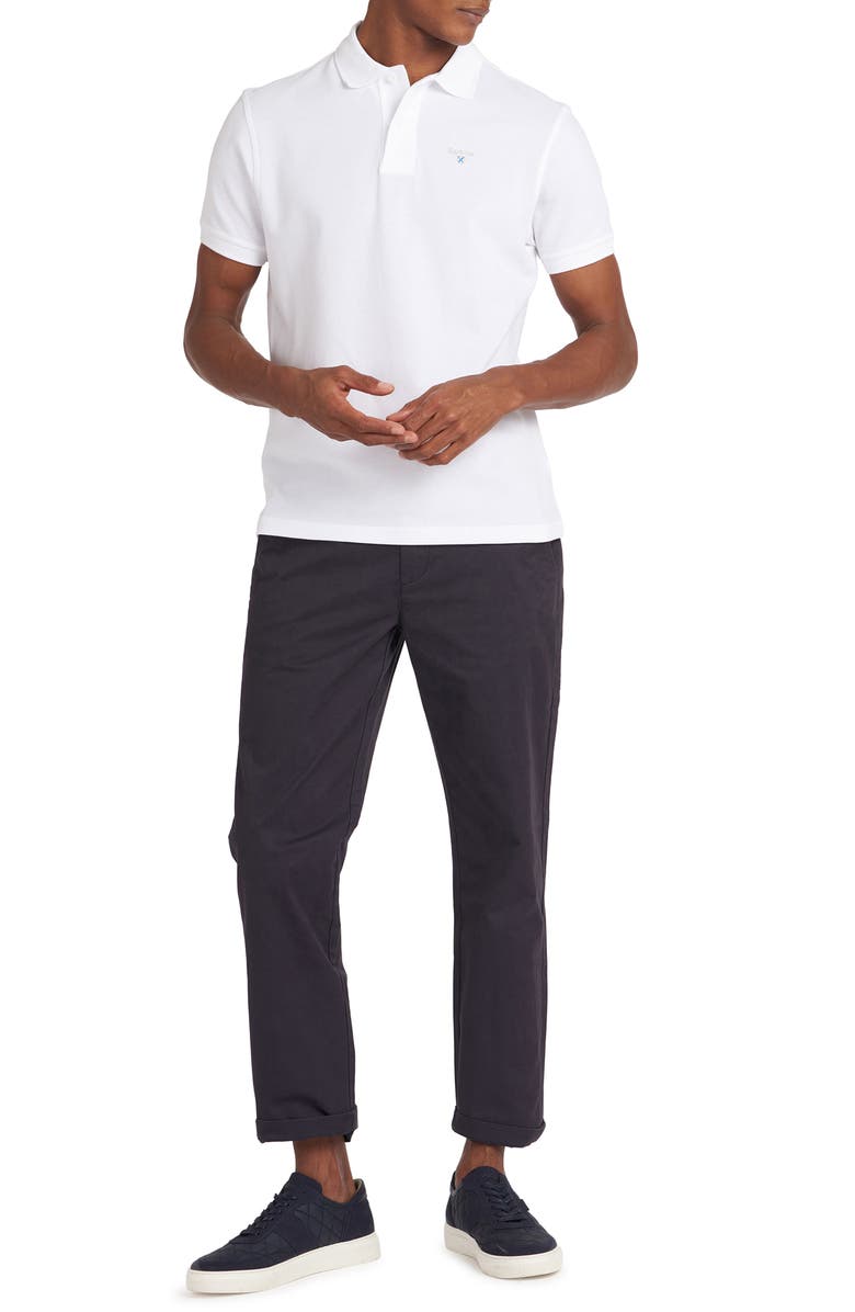 Barbour Solid Piqué Sports Polo, Main, color, White