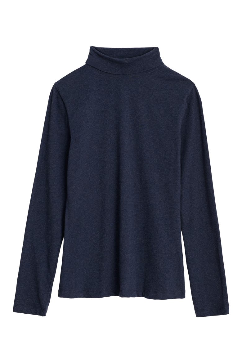 Landing Turtleneck Stretch Organic Cotton Top, Main, color, MARITIME