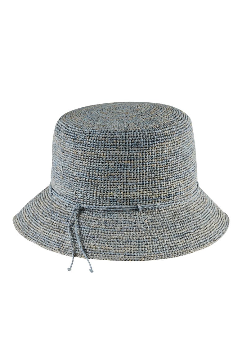 Packable Raffia Bucket Hat, Alternate, color, MISTY LAKE