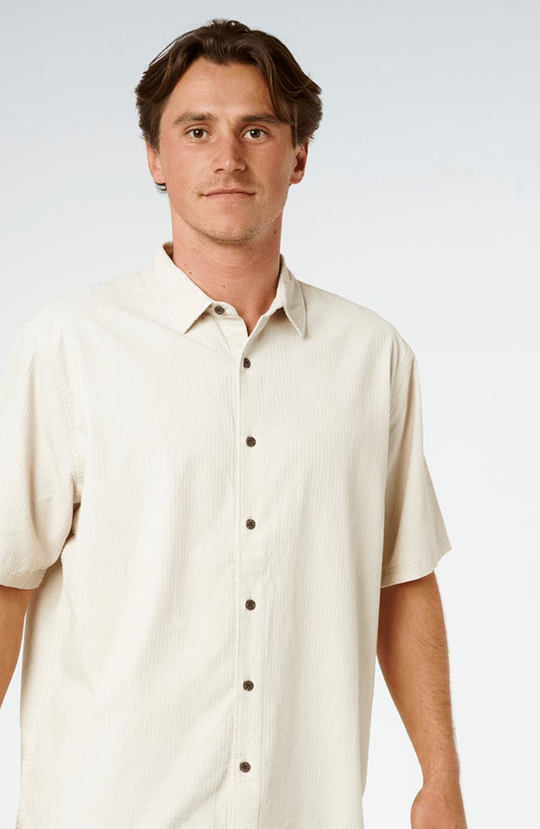 Rip Curl Premium Surf Oversize Short Sleeve Cotton Corduroy Button-Up Shirt, Alternate, color, Bone