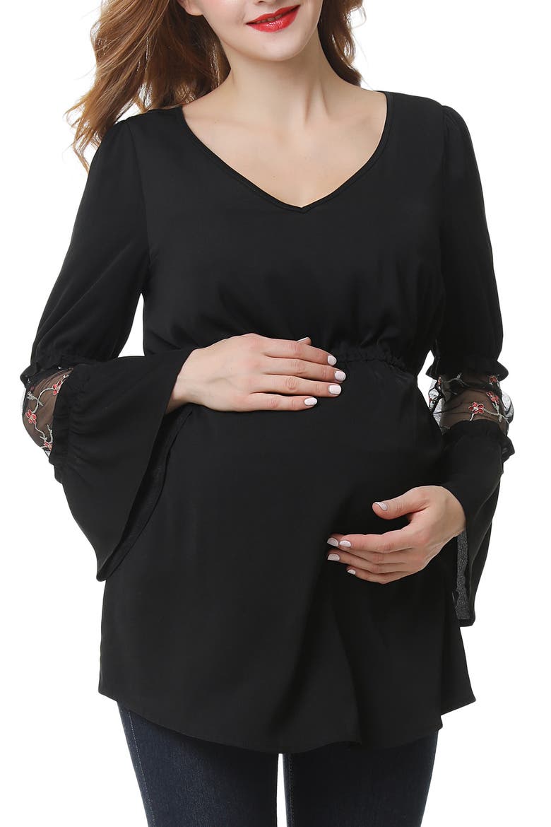 Celestia Babydoll Maternity Top, Main, color, BLACK