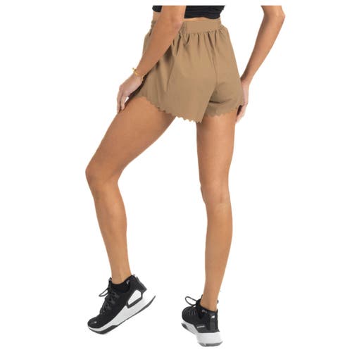 Akalia Chloe Romantic Scalloped Detailing Shorts In Soft Brown