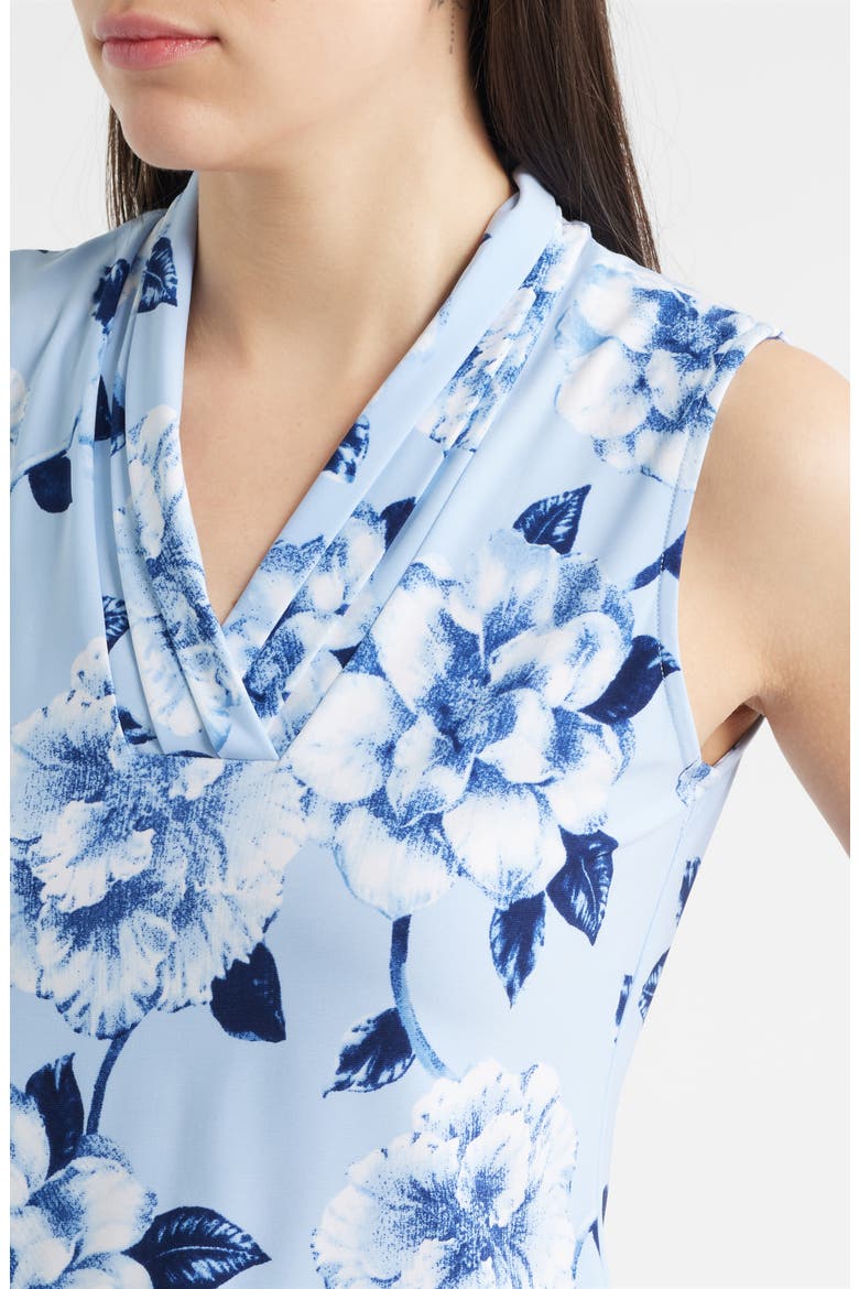 Floral Triple Pleat V-neck Top, Alternate, color, LAKESHORE MULTI