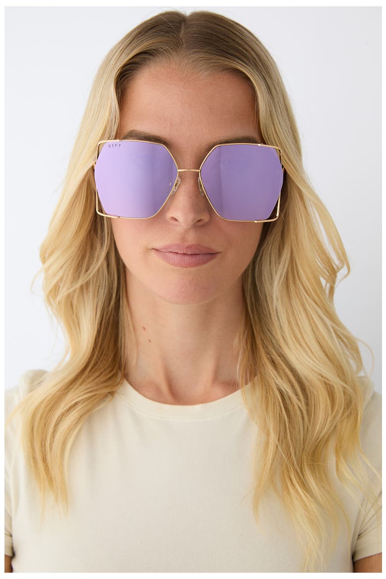 Donna IV 61mm Gradient Square Sunglasses, Alternate, color, TAUPE MIRROR