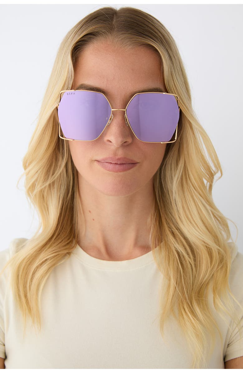 DIFF Donna IV 61mm Gradient Square Sunglasses, Alternate, color, Taupe Mirror