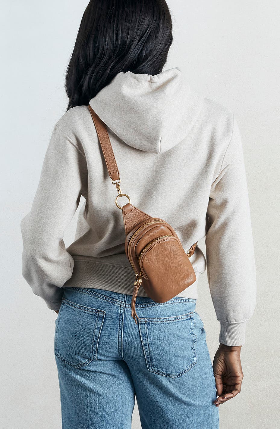 Fern Small Leather Sling Bag, Alternate, color, TIMBER BROWN