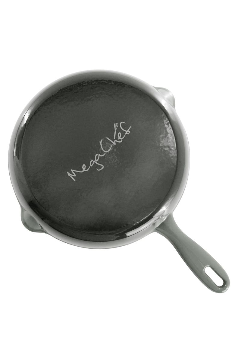 Megachef Round 10.25 Inch Enameled Cast Iron Skillet, Alternate, color, Gray