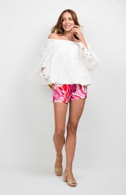 Trina Turk Perry Off-Shoulder Eyelet Cotton Top