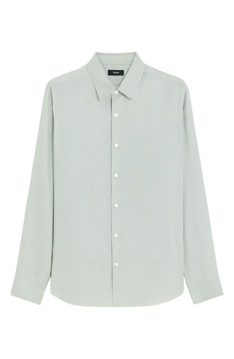 Theory Irving Solid Linen Button-Up Shirt, Alternate, color, Light Green