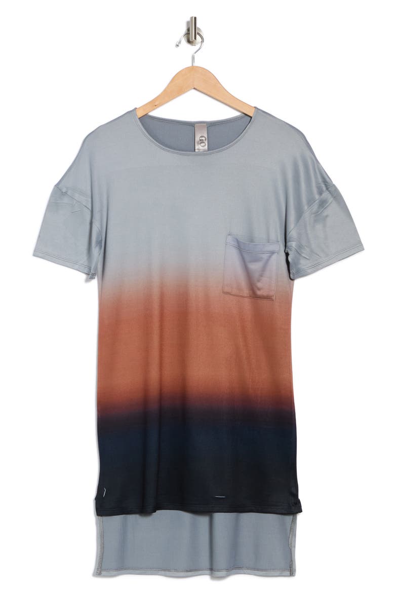 High Low Tunic T-Shirt Dress, Alternate, color, CHARCOAL BLACK BRONZE DIP PRNT