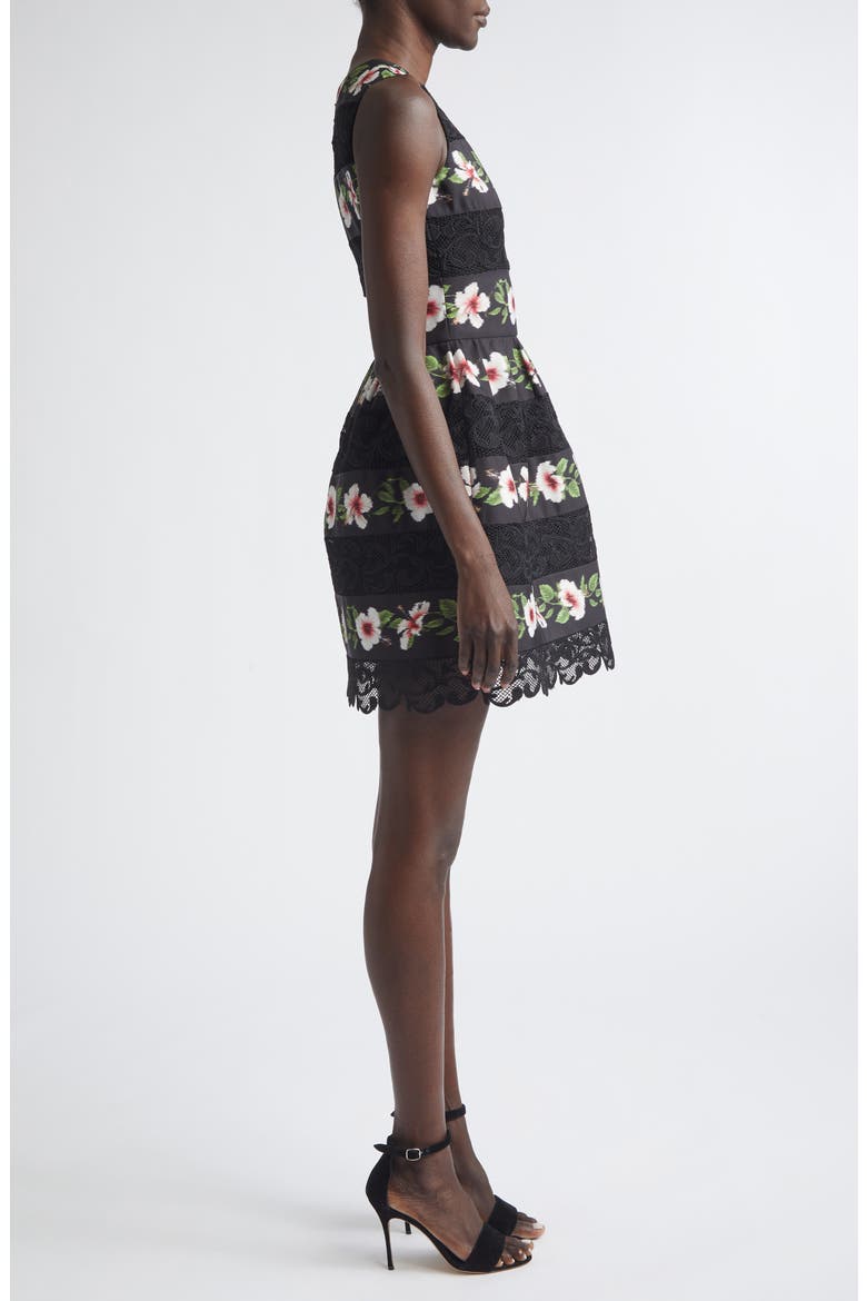Chiné Hibiscus Stripe Faille Dress, Alternate, color, BLACK