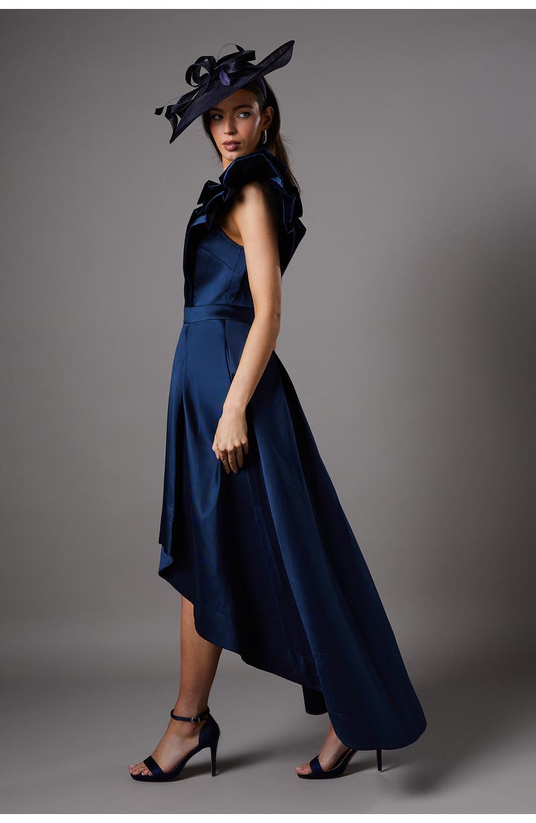 Coast Frill Sleeve V-Neck Midi Dress, Alternate, color, Navy