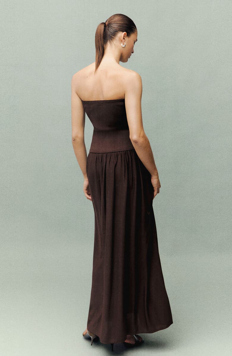 MANGO Strapless Drop Waist Maxi Dress, Alternate, color, 