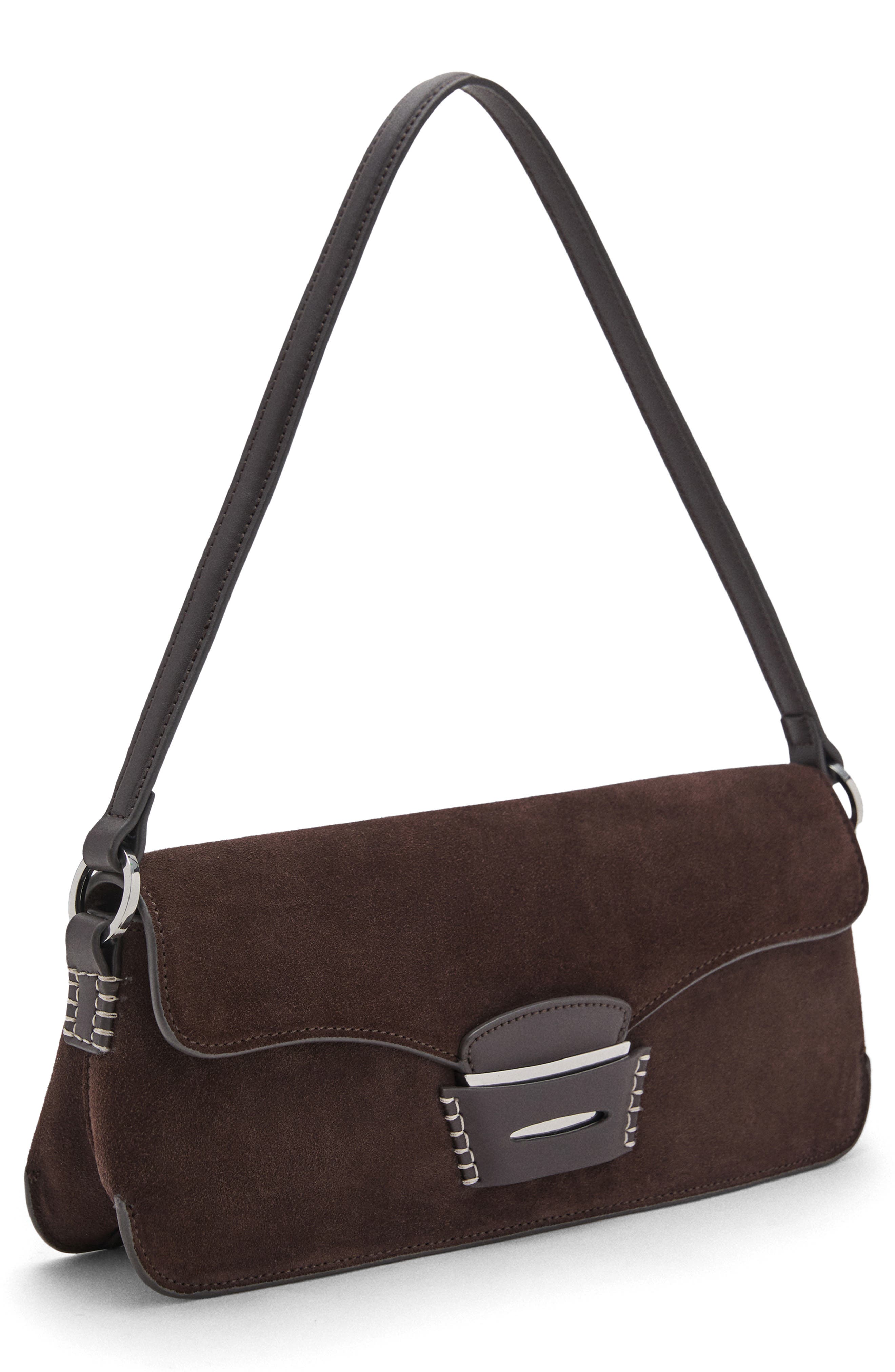 MANGO Suede Shoulder Bag, Alternate, color, 