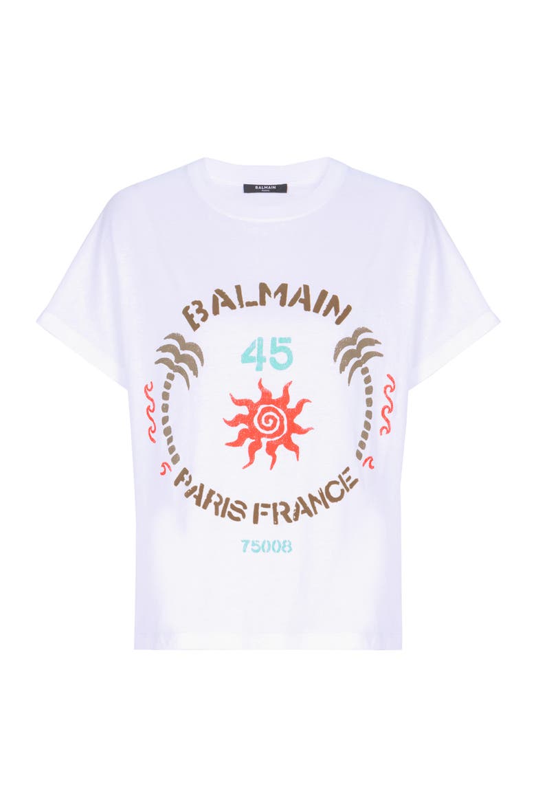 T-shirt with Balmain Club print, Alternate, color, white