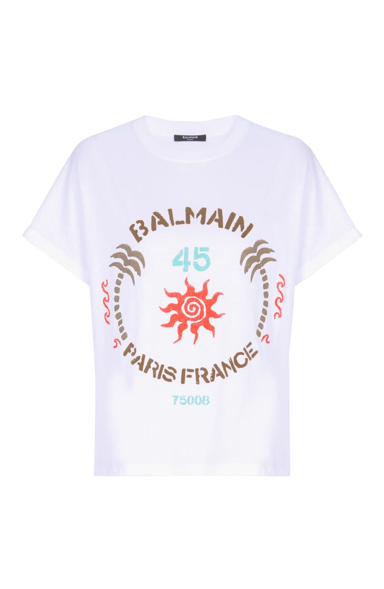 Balmain T-shirt with Balmain Club print, Alternate, color, White