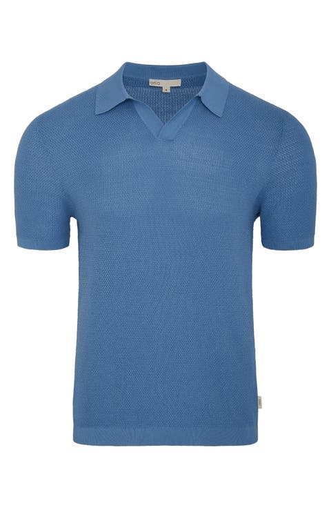Johnny Collar Cotton Textured Knit Polo