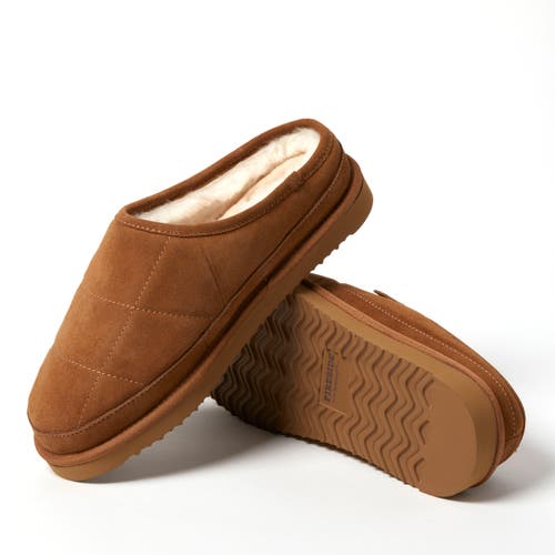 Dearfoams Fireside Grafton Quilted Genuine Shearling Clog Slipper In Chestnut