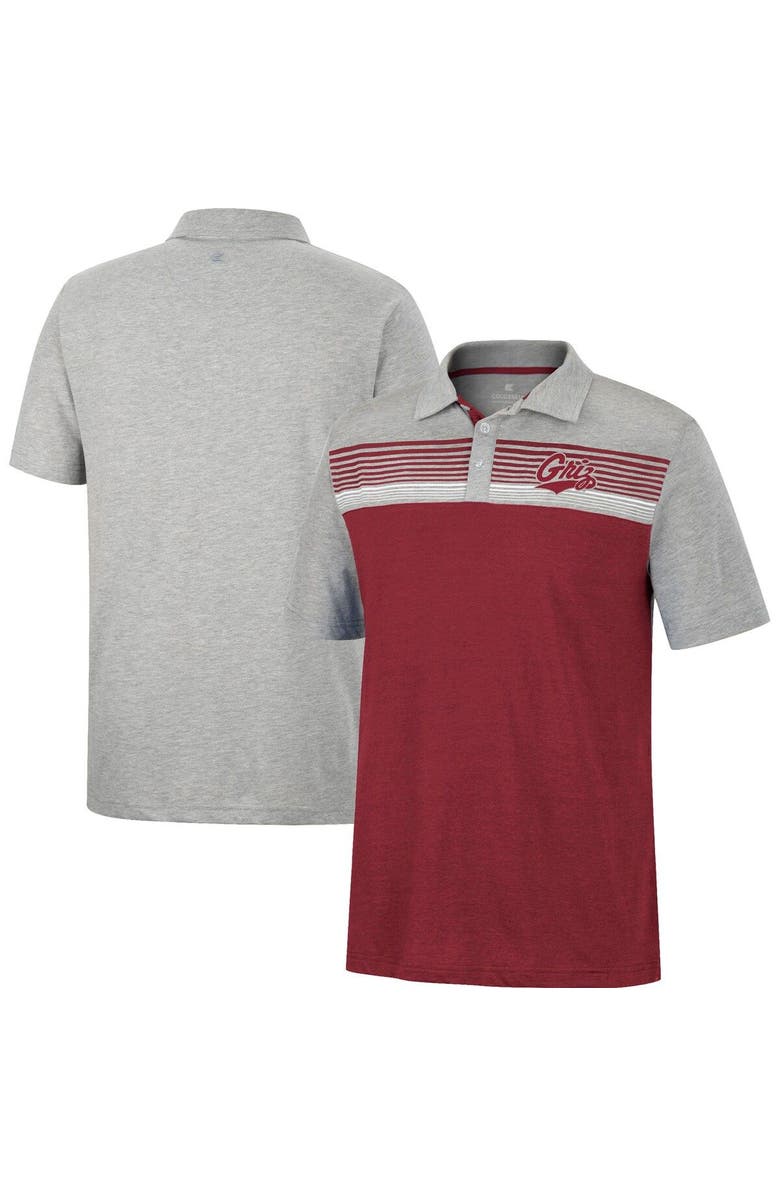 COLOSSEUM Men's Colosseum Maroon/Heather Gray Montana Grizzlies Caddie Lightweight Polo, Main, color,