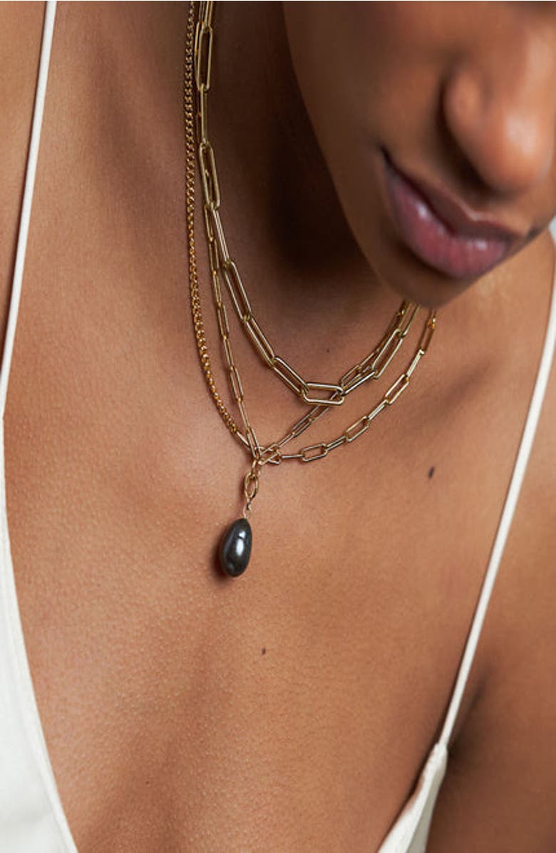 Oak & Luna Half Gourmette & Half Link Chain Necklace, Alternate, color, 18K Gold Plated Silver