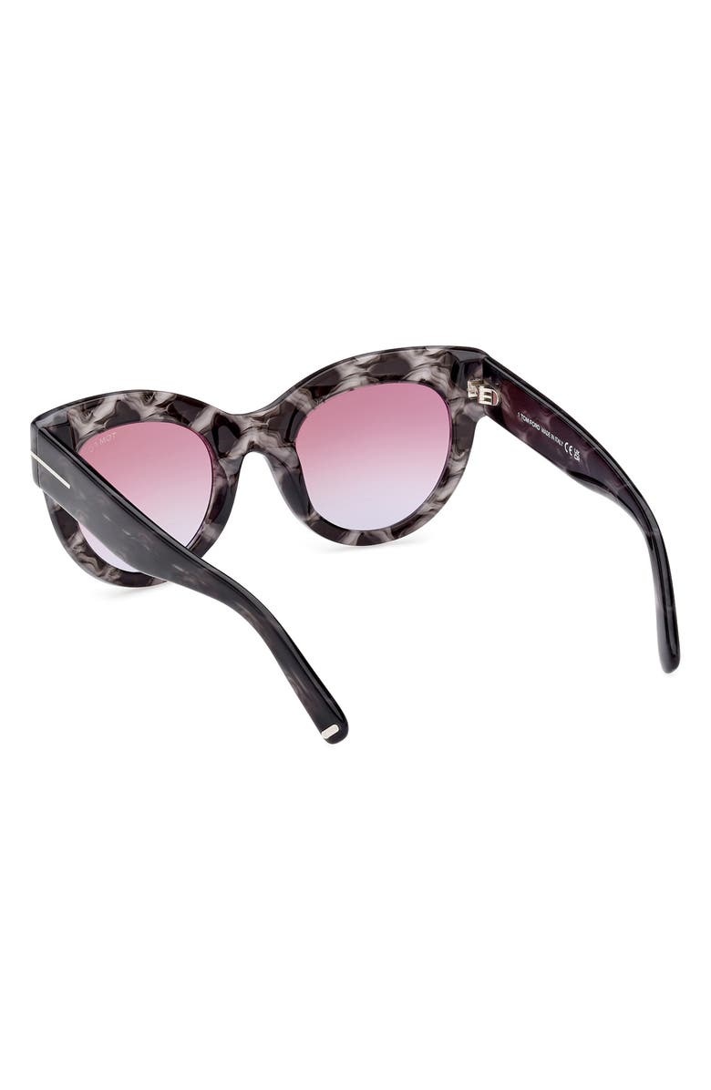TOM FORD Lucilla 51mm Gradient Cat Eye Sunglasses, Alternate, color, Black Havana / Purple Blue