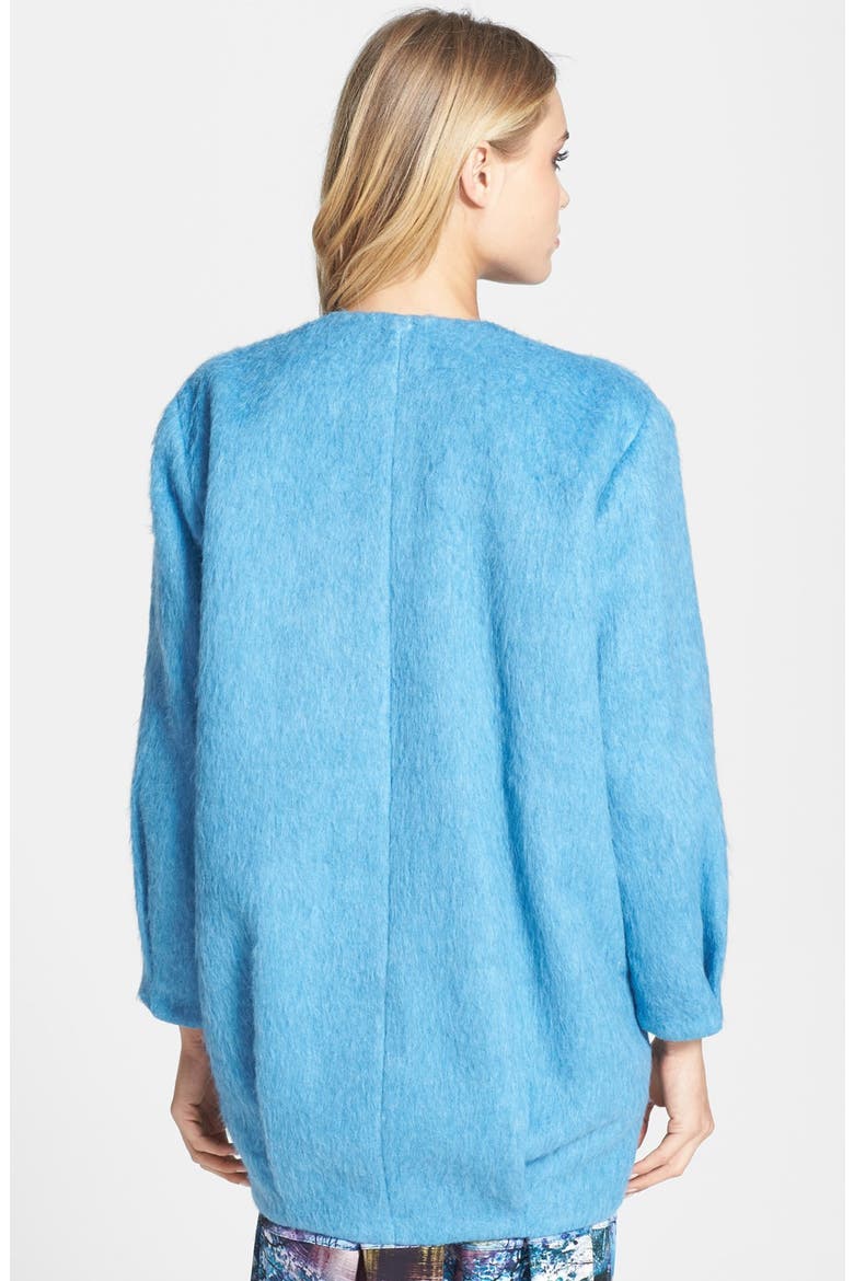 Fluffy Long Bomber Jacket, Alternate, color, BRIGHT BLUE