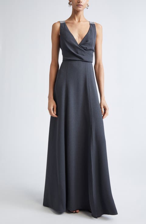 Tess Heathered Crepe Gown