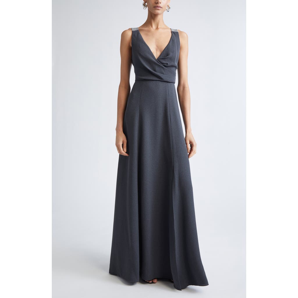 St John St. John Tess Heathered Crepe Gown In Gray