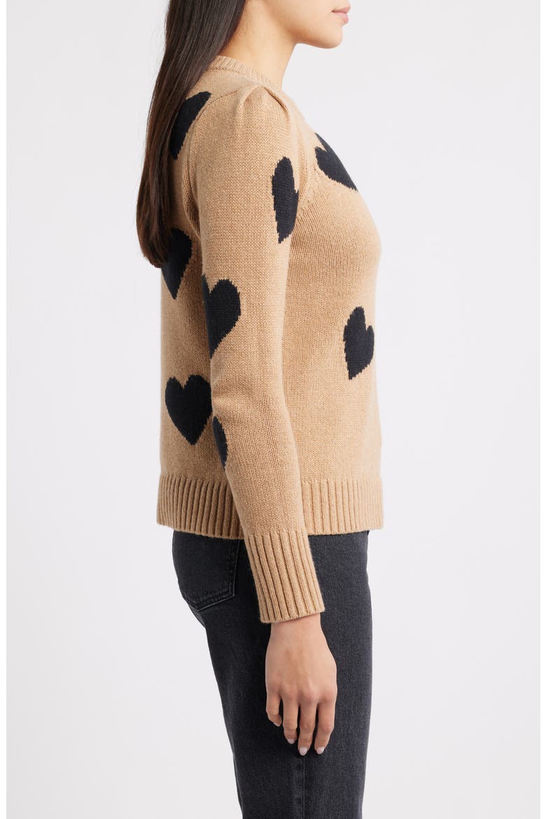 Intarsia Heart Sweater, Alternate, color, TAN CAMEL HEATHER- BLACK HEART