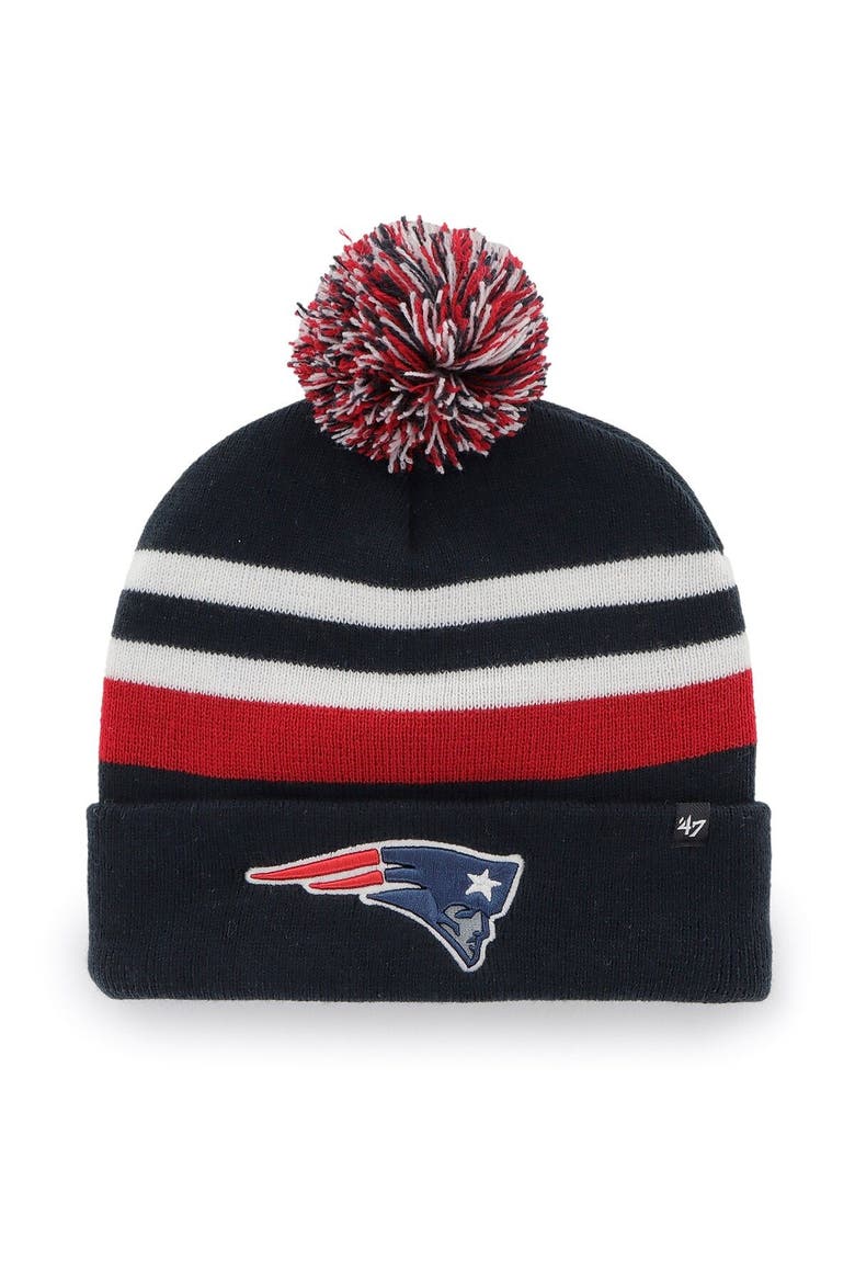 Men's '47 Navy New England Patriots State Line Cuffed Knit Hat with Pom, Main, color, Navy