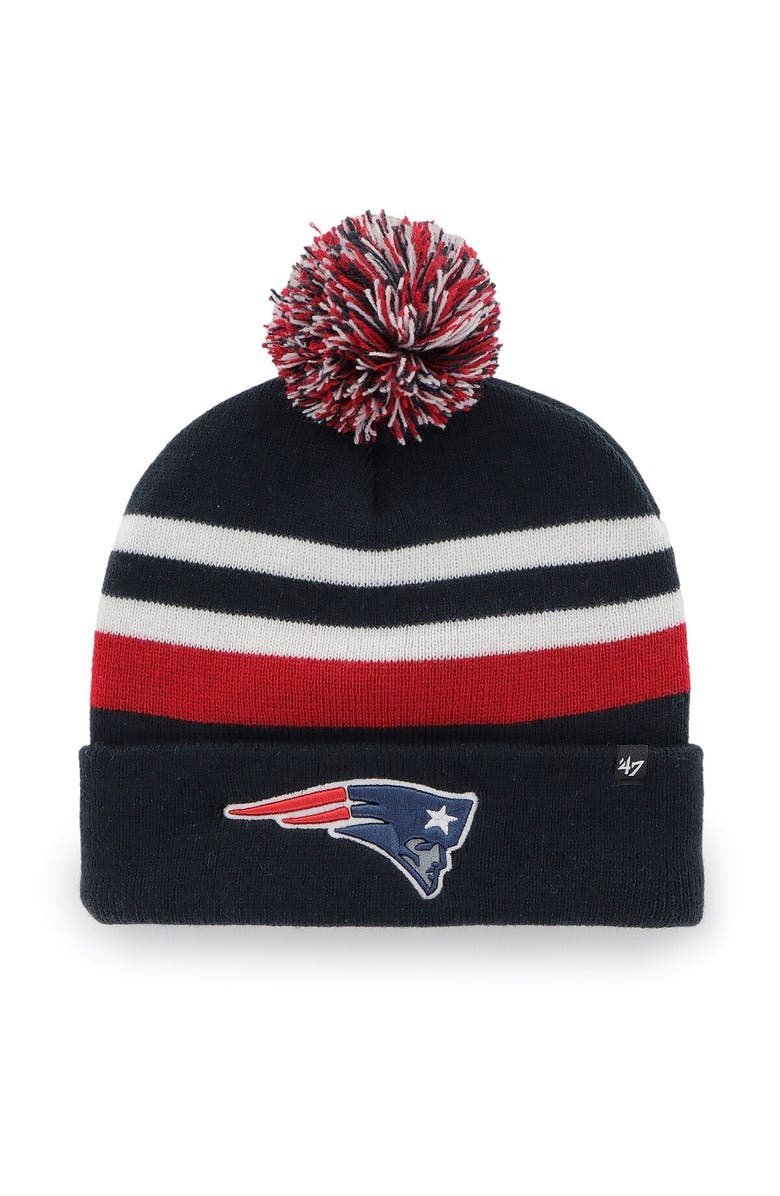 '47 Men's '47 Navy New England Patriots State Line Cuffed Knit Hat with Pom, Main, color, Navy
