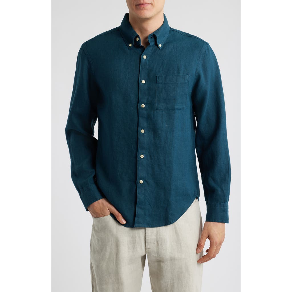 Alex Crane Playa Linen Button-down Shirt In Dusk