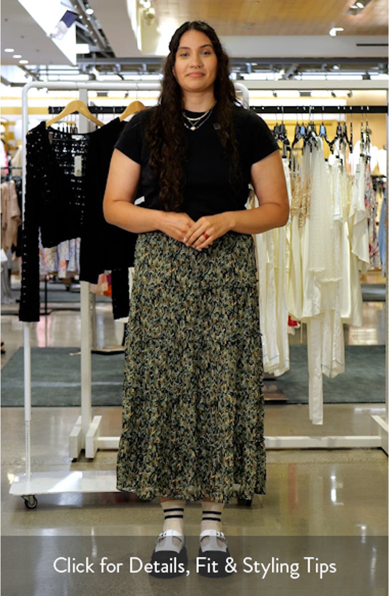 V-Print Georgette Tiered Skirt, sales video thumbnail